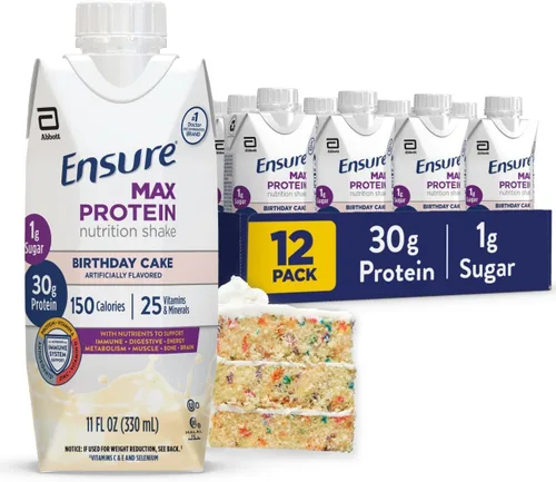 Vista 11 de Ensure Max Protein Nutrition Batido, con 0.03 onzas de proteína, 0.03 onzas de azúcar, batido alto en proteínas, pastel de queso de cereza, 11 onzas