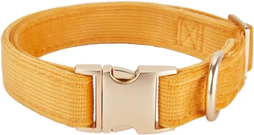 Vista 19 de Collar de algodón suave para perro con hebilla de metal, ajustable, resistente, cómodo, collares de pana para perros pequeños, medianos y grandes