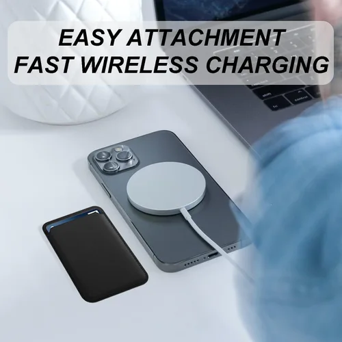 Vista 6 de Paquete de 2 carteras magnéticas compatibles con MagSafe para iPhone 17, 16, 15, 14, 13, 12 Pro Max Air Plus, sin recortes, tarjetero seguro Mag 3