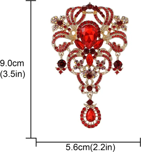 Vista 2 de YOQUCOL Broche grande de cristal austriaco retro para mujer, broches grandes en forma de flor, alfileres de solapa para suéter, accesorios