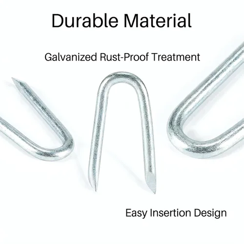 Vista 8 de Sukh 210 grapas de valla en U resistentes para cercas de alambre, grapas en U, clavos de valla en forma de U, grapas para postes de valla de madera