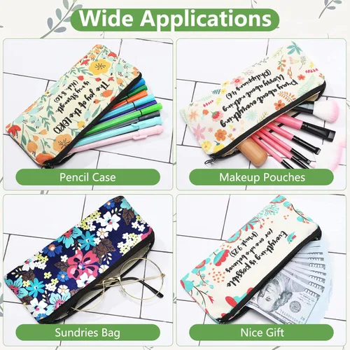 Vista 3 de Outus 4 Piezas Estuche de Lápices Inspiracional con Versículos Bíblicos Estuche de Lápices Cristiano Bolsas de Maquillaje con Escrituras Bolsas