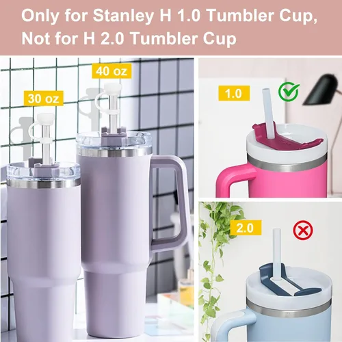 Vista 5 de Stanley Cup - Juego de tapones para popote compatible con Stanley Cup de 40 onzas, 30 onzas, Quencher H1.0, 2 tapas de silicona para popotes, 4
