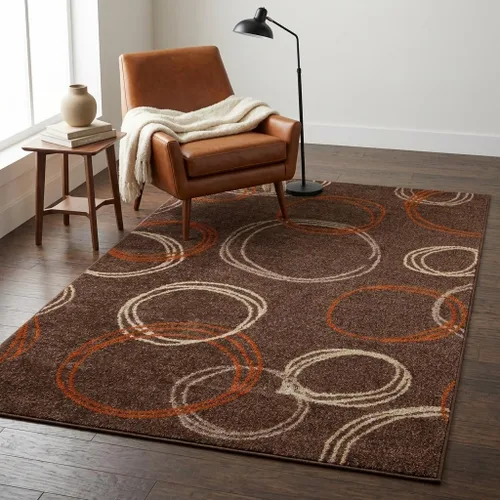 Vista 19 de Unique Loom - Tapete con diseño abstracto, informal, moderno y contemporáneo de la colección otoñal, rectangular de 2 x 3 pies, diseño con círculos