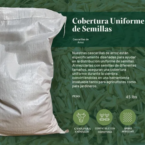 Vista 2 de Nature's Seed Cascos de arroz para jardinería, plantas y ropa de cama de pollo, 45 libras