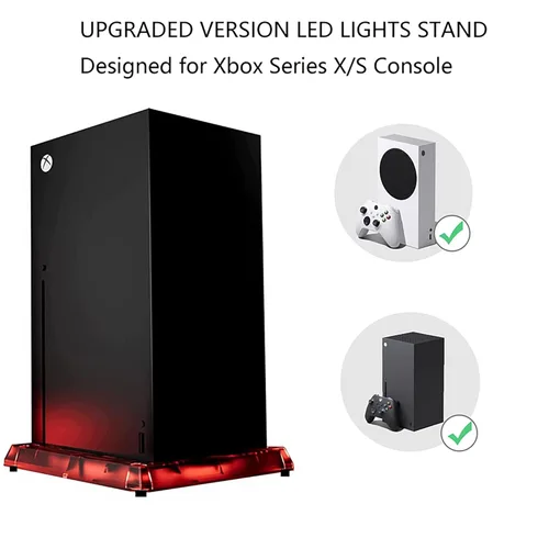 Vista 5 de RGB LED Stand for Xbox Series X S DOBEWINGDELOU Lights Up Vertical Stand Version 2.0 withIRRemoteAppControl 7 Color 300 Lighting Effects Music Sync