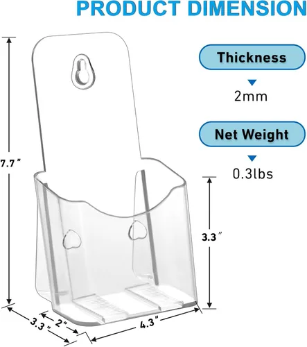 Vista 3 de xydstay Soporte acrílico para folletos de 4 x 9 pulgadas, diseño de espalda inclinada, soporte de exhibición transparente, soporte de plástico