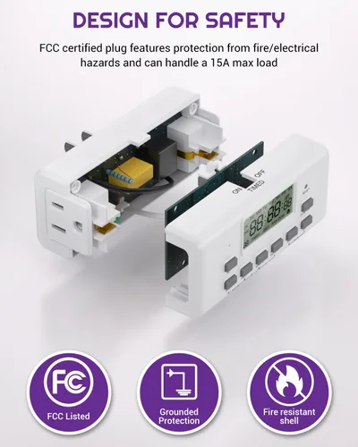Vista 7 de [2 Pack] NEARPOW Digital Timer For Lamp With Dual Outlets, Programmable Timer In Door, Outlet Timer For Lights,10 On/Off Programs, 24-Hour And 7-Day