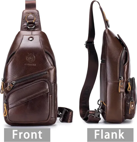 Vista 3 de LUKZIJAES Bolso bandolera de cuero genuino para hombre