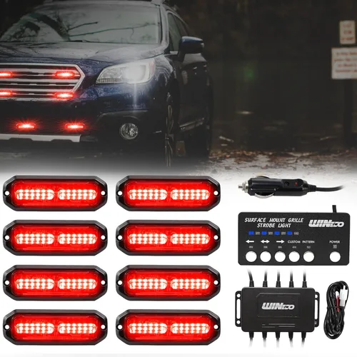 Vista 10 de WINECO Luces de emergencia para vehículos, Kit de luces estroboscópicas de emergencia de montaje en superficie de la parrilla de la luz de la Ámbar