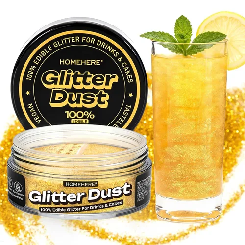 Vista 8 de HomeHere Edible Glitter Dust Glimmer Powder for Cakes & Cocktails, Disco Diamond Dust, Food-Grade Sprinkle Glitter for Drinks, Food, Chocolate &