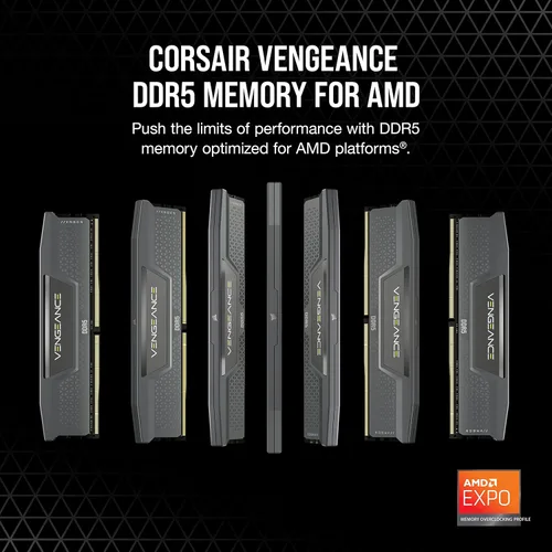 Vista 8 de CORSAIR Vengeance DDR5 32 GB (2 x 16 GB) DDR5 6000 MHz CL36 AMD Expo Intel XMP iCUE Memoria de computadora compatible - Gris (CMK32GX5M2E6000Z36)
