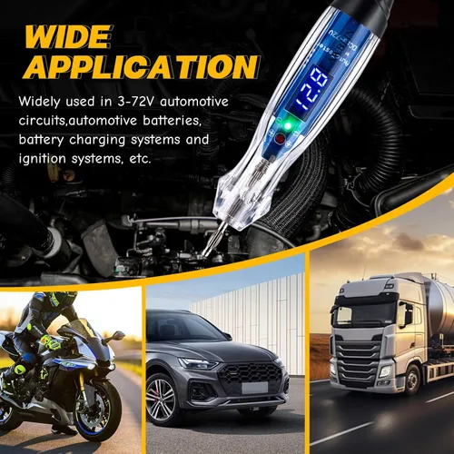Vista 7 de Kit de Sonda de Luz de Prueba, Probador de Circuito Automotriz LED Digital de 3-72V DC con Voltímetro, Kit de Prueba de Sonda Eléctrica de 18 Piezas