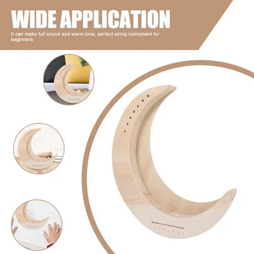 Vista 5 de Vaguelly Instrumento musical portátil con forma de luna de lira de madera de 7 cuerdas para principiantes, práctica y rendimiento de bricolaje 11.81