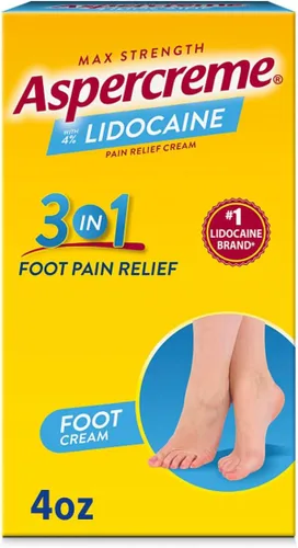 Aspercreme Crema para el dolor de pies de lidocaína calma los nervios agravados y hidrata los pies secos, analgésico tópico adormecedor con