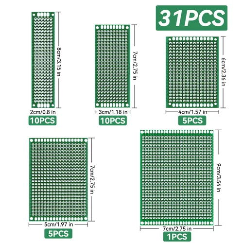Vista 3 de Smraza Kit de placa PCB de doble cara de 104 piezas, placas de prototipo para soldadura de bricolaje y placas de circuito electrónico compatibles