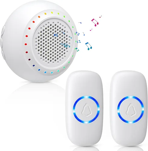 Vista 10 de Timbre inalámbrico, kit de timbre PHYSEN con 1 transmisor, 1 receptor, resistente al agua, funciona a 1000 pies, 32 tonos de timbre, 4 niveles