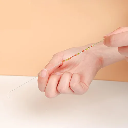 Vista 5 de 5 agujas curvadas para cuentas de ojo grande, agujas de coser de acero inoxidable, agujas giratorias de cuentas para bricolaje, herramientas