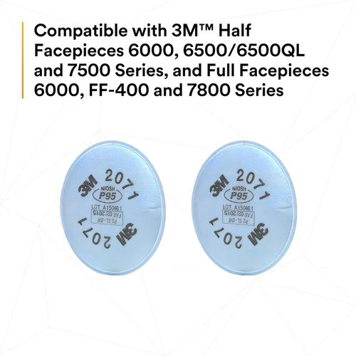Vista 9 de 3M Filtro respirador P95 2071, 50 pares, ayuda a proteger contra partículas a base de aceite y sin aceite