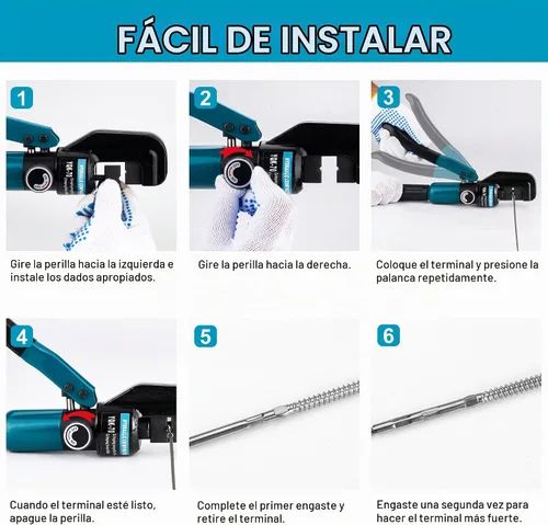 Vista 8 de DN Mate Herramienta de prensado hidráulico/crimpadora hidráulica para herrajes de barandilla de cable de acero inoxidable, herramienta de prensado
