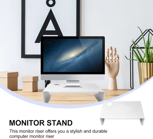 Vista 5 de NOLITOY Ergonomic Laptop Stand Riser with Storage for Desk Monitor Riser to Posture and Reduce Neck Compact White Printer Desk Bracket for Home