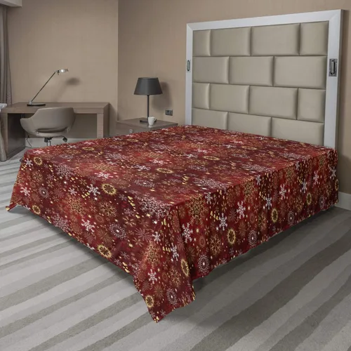 Vista 52 de Ambesonne Sábana encimera floral, patrón rítmico de ramas de bayas de Navidad, suave y cómoda, ropa de cama decorativa de 1 pieza, tamaño Verde