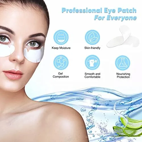 Vista 4 de C. ARTIST Kit de 100 pares de almohadillas de gel de extensión de pestañas 100% naturales en forma de V, parches de hidrogel para ojos con colágeno