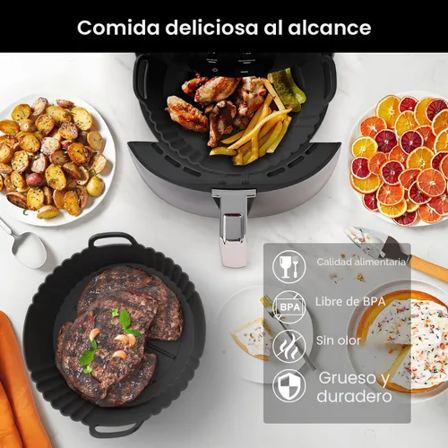 Vista 7 de Forros redondos de silicona para freidora de aire, paquete de 3, forros de silicona Ninja AF101 y AF161 para 4-5.3 cuartos de galón, accesorios
