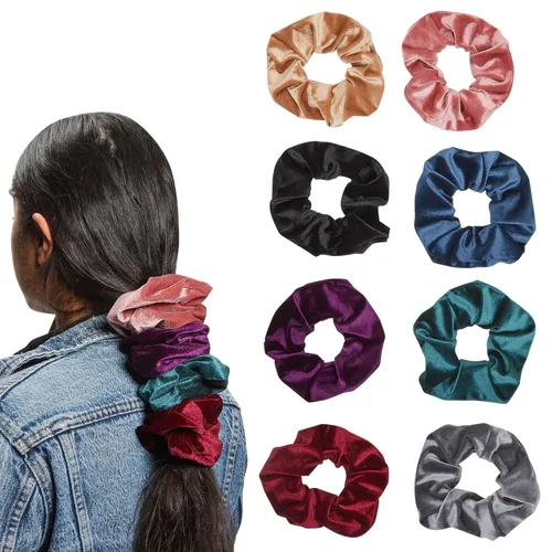 8 coleteros de terciopelo jumbo para niñas, mujeres, bandas elásticas, lindos accesorios de peinado, 8 colores