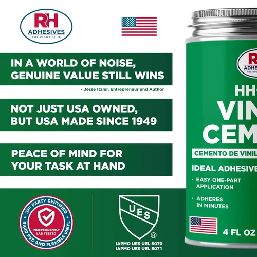 Vista 8 de HH-66 Cemento de vinilo, lata de 4 oz. - Adhesivo de vinilo, pegamento de cemento, pegamento de reparación, inflables, revestimiento de piscina