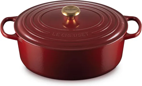 Vista 34 de Le Creuset Horno holandés ovalado Signature de hierro fundido esmaltado, 2.75 cuartos de galón., Blanco