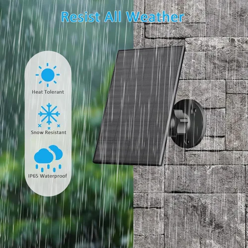 Vista 4 de Panel solar de 2 W para cámara de seguridad al aire libre, cargador USB/USB-C con IP65 impermeable, montaje ajustable de 360° y cable de 7.2 pies