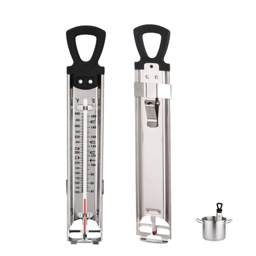 Vista 7 de Termómetro de caramelo y termómetro para freír con esfera grande de 2 pulgadas, sonda de acero inoxidable de 9 pulgadas, guía de temperatura