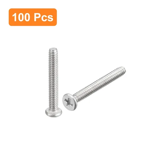 Vista 87 de uxcell M1-0.010 x 0.079 in, 100 tornillos de cabeza plana redonda de acero inoxidable 304 Phillips Drive Machine Tornillos de fijación de hardware