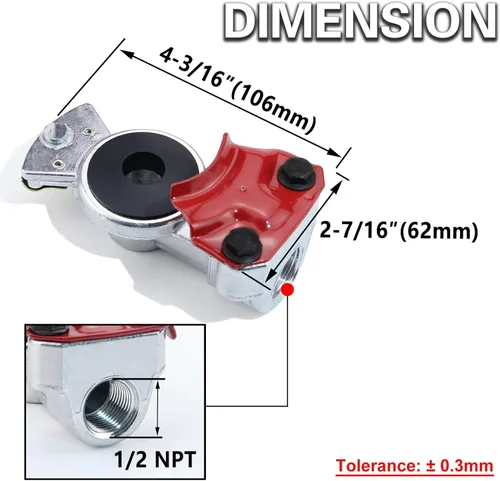 Vista 5 de iBroPrat Juego de Glad Hand con sellos, conectores universales de aluminio Gladhand para freno de emergencia y servicio, conectores de manguera