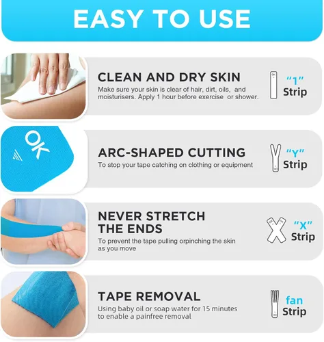 Vista 3 de OK TAPE Cinta de kinesiología de 10 pulgadas precortada, 20 tiras, cinta atlética elástica de algodón sin látex, 2 pulgadas x 16 pies, 2 rollos Beige