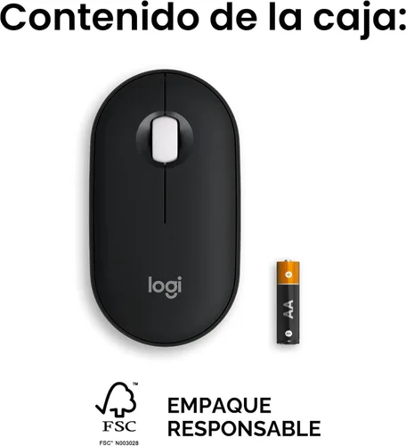 Vista 9 de Logitech Pebble Mouse 2 M350s Slim Bluetooth Ratón inalámbrico, portátil, ligero, botón personalizable, clics silenciosos, fácil de cambiar