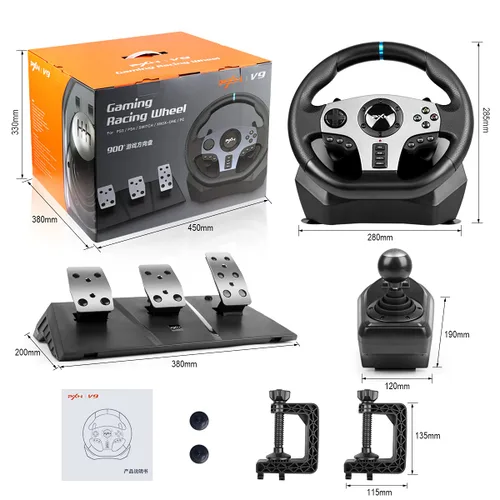 Vista 9 de PXN V9 Racing Wheel with Pedals and Shifter 270900 Degree Gaming steering Wheel for PC,PS4,PS3,Xbox One, Xbox Series XS,N-Switch (NOT Support MacPS5)