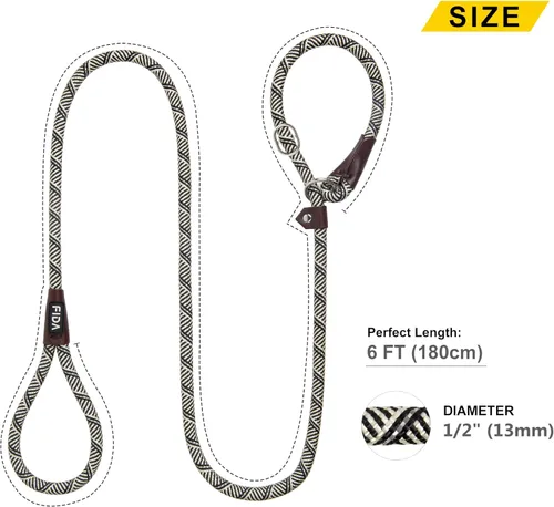 Vista 8 de Fida - Correa antideslizante duradera, correa resistente de presilla de 6 pies x 1/2 pulgada, cómoda correa de entrenamiento para perros grandes