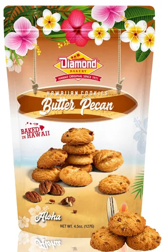 Diamond Bakery Galletas hawaianas de nuez y mantequilla, irresistiblemente deliciosa, bolsa resellable de 4.5 onzas, hechas con Aloha en Hawái