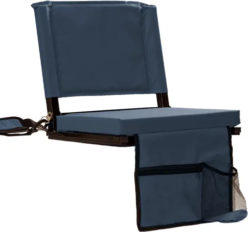 Vista 12 de Asientos de estadio con soporte trasero para gradas, sillas plegables con respaldo y cojín, silla acolchada para estadio con correa para el hombro