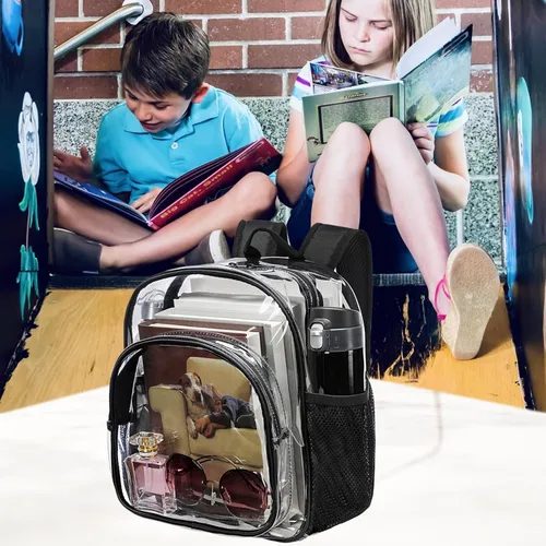 Vista 2 de KUI WAN Clear Backpack Stadium Approved 12x12x6 Small Clear Backpack for Concert,Work,Festival,Security,Stadium