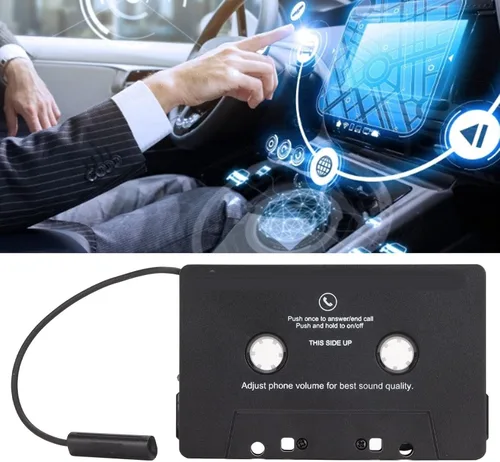 Vista 4 de Adaptador de casete Bluetooth para automóvil con estéreo, cinta de casete a adaptador auxiliar, adaptador de casete para teléfono celular, tableta