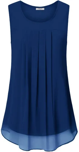 Vista 2 de Timeson - Camiseta de gasa sin mangas, blusa casual de doble capa para mujer