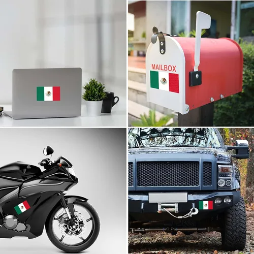 Vista 6 de 3 calcomanías reflectantes de la bandera de México, 5 x 3 pulgadas, calcomanías de México para automóvil, Jeep, camión, automóvil, parachoques