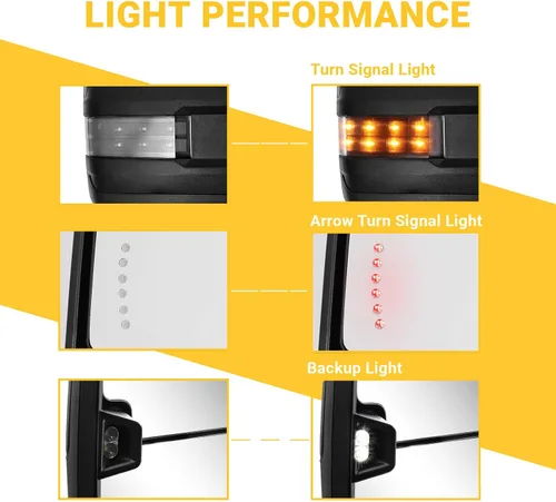 Vista 7 de Sanooer Espejos de remolque para Chevy Silverado GMC Sierra 1500 1999-2002, 2000-2002 Suburban Tahoe Sierra Yukon 1500 2500 con flecha calentada