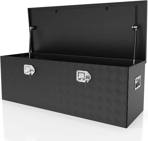 Vista 11 de Caja de herramientas para camión de 36 pulgadas, caja de herramientas de remolque con cerradura y llaves, cofre de herramientas de aluminio