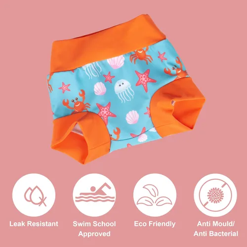 Vista 75 de BIG ELEPHANT Pañales de natación para bebé, 3 piezas, reutilizables, ajustables, lavables, impermeables, para niños y niñas, de 6 meses a 5 años