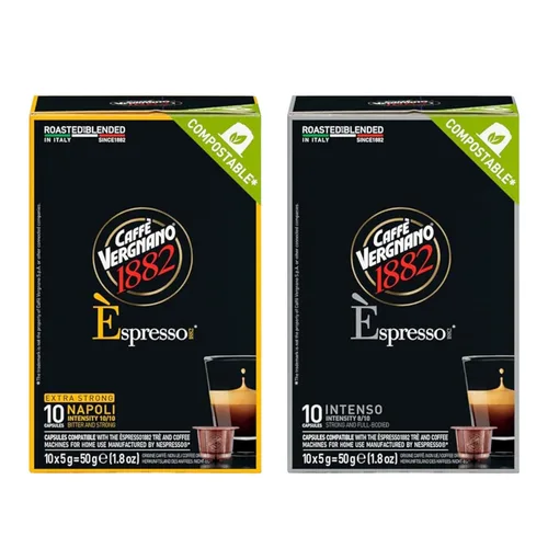 Vista 21 de Cápsulas compatibles para máquina de espresso línea original de tostado medio de Café Vergnano 1882, café espresso de arábica y robusta, café