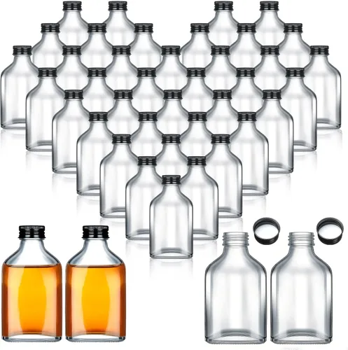 Vista 7 de Patelai 16 botellas de vidrio pequeñas de 3.4 fl oz con tapas a granel de 3.4 onzas, botellas de licor vacías, botellas de alcohol vacías, regalo
